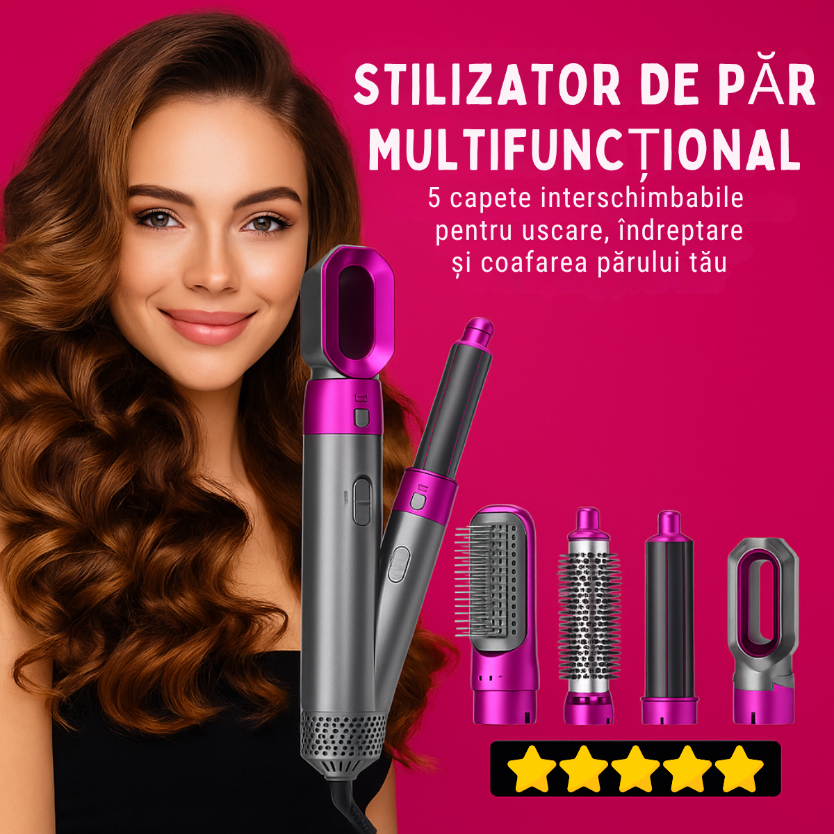 AirStyler 5 în 1 – Coafare rapidă, volum și strălucire în fiecare zi!
