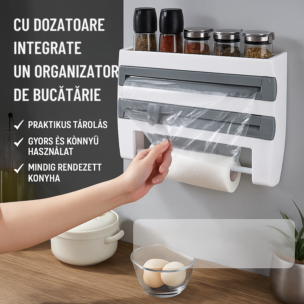 NeatBud – Organizator 3 în 1 pentru Bucătărie cu Suport pentru Folie