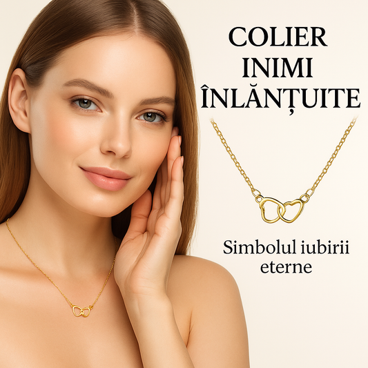 Colier Dublu Inimă de Aur – Simbolul Iubirii Eterne